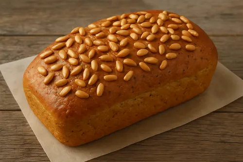 Bread topped with pine nuts